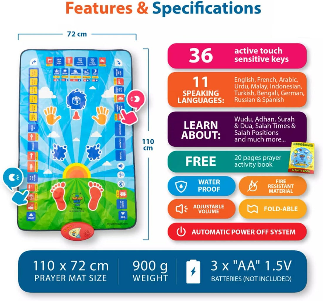 Educational Smart Prayer Mat for Kids 🕌 | Interactive Islamic Learning Rug with 7 Languages